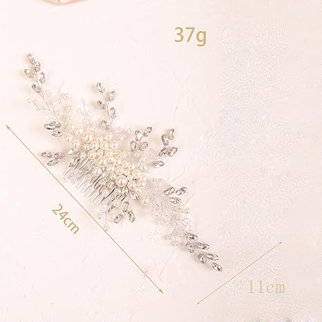 Hair Comb, Wedding Crystal Rhinestone Headpiece, Pearls Rhinstone Headband, Silver Bride Hair Accessory for BridesHair Comb, Wedding Crystal Rhinestone Headpiece, Pearls Rhinstone Headband, Silver Bride Hair Accessory for Brides