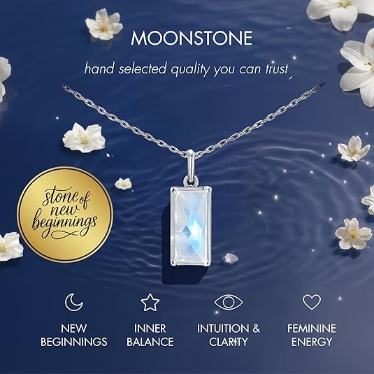 HOPE LOVE SHINE New Beginnings Rainbow Moonstone Sterling Silver Necklace for Women