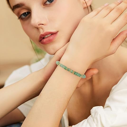 VIBILIA Gold Plated Bracelets for Women, Boho Bangle Bracelets, Beaded Bracelets Trendy, Handmade Gold Jewelry, Fashion Birthday Gifts for Women Friend on Thanksgiving Christmas