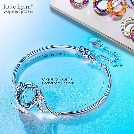 Kate Lynn "Rise From the Ashes" Phoenix Bracelet Made with Crystals from Austria, Adjustable Bangle Bracelet for Women 7"+2", Packaged with Jewelry Box, Birthday Gift for Women, Symbol of Luck and Renewal