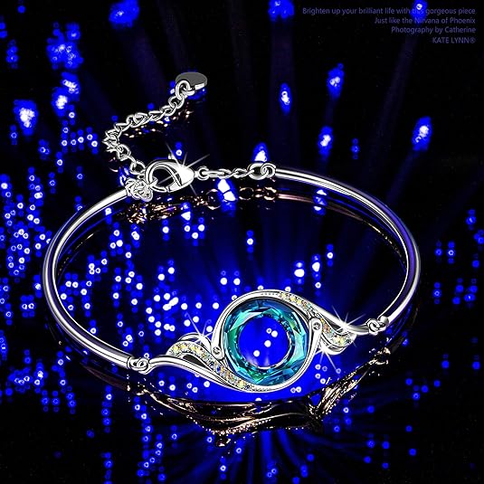 Kate Lynn "Rise From the Ashes" Phoenix Bracelet Made with Crystals from Austria, Adjustable Bangle Bracelet for Women 7"+2", Packaged with Jewelry Box, Birthday Gift for Women, Symbol of Luck and Renewal